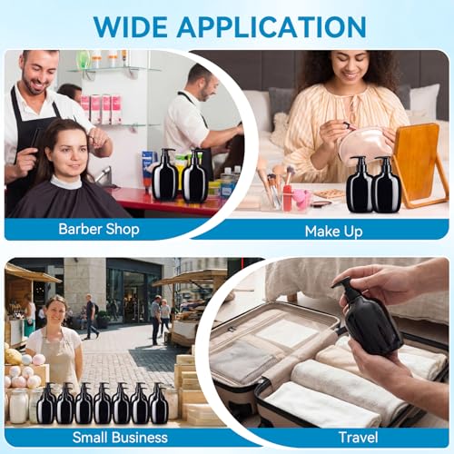 24 Pack Refillable Black Plastic Pump Bottles 6.8 oz Travel Shampoo & Lotion Dispensers - Variation of THIS listing