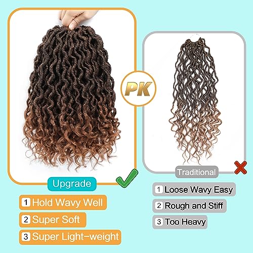 Karida Goddess Locs Crochet Hair 14 Inch T30# - 8 Packs Faux Locs with Curly Ends, Pre Looped for Black Women