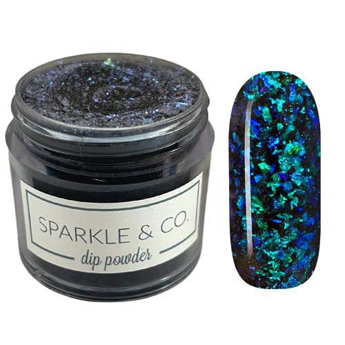 Dip Powder for Nails Black Seaglass - Winter Manicure Shade, No Lamp Needed
