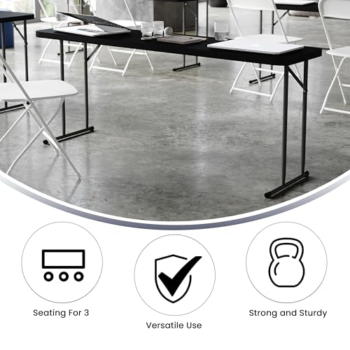 6 Ft Plastic Folding Training Table - Waterproof, Portable, Black