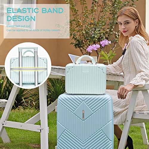 11L Makeup Travel for Women Girl, Hard Shell Vanity Cases with Elastic Band and Zipper, Portable Waterproof ABS Cosmetic Case for Travel