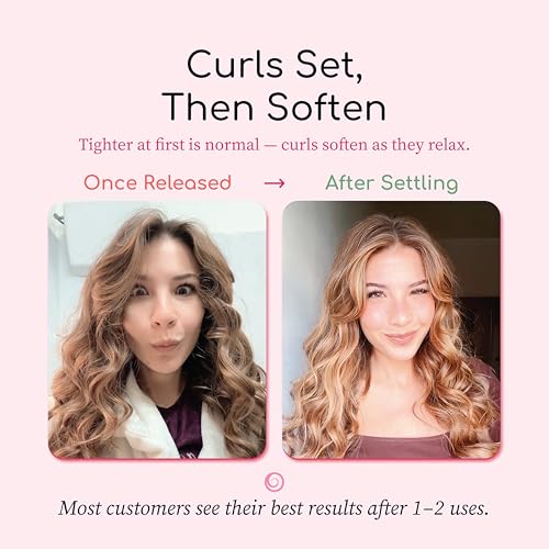 Long Satin No Headband Heatless Curling System for 360° Curls - Pink