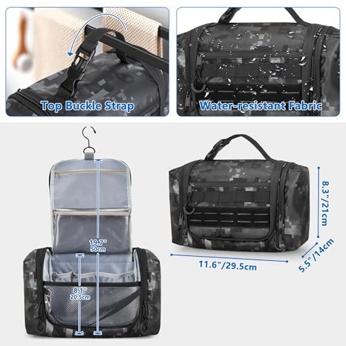 Prokva Hanging Toiletry Bag for Men - Black Digital Travel Organizer