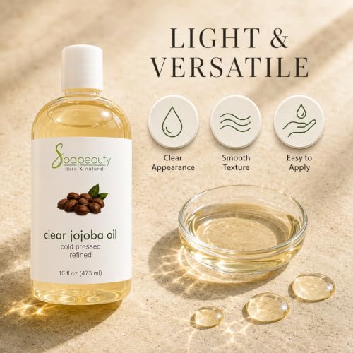 Soapeauty Pure Clear Jojoba Oil 12 fl oz - Moisturizing Skin, Face, Hair & Nails
