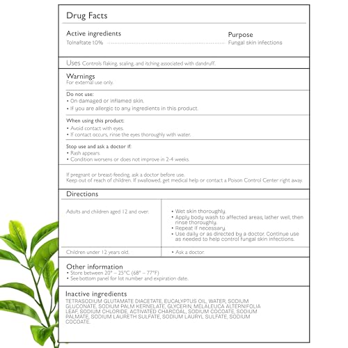 Shailee Antifungal Body Wash with Tea Tree Oil for Eczema, Jock Itch & Ringworm - 1% Tolnaftate, Deep Cleansing for Acne & Fungal Skin