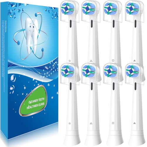 White 8 Pack Replacement Toothbrush Heads Compatible with Oral B iO Series - Covers Included