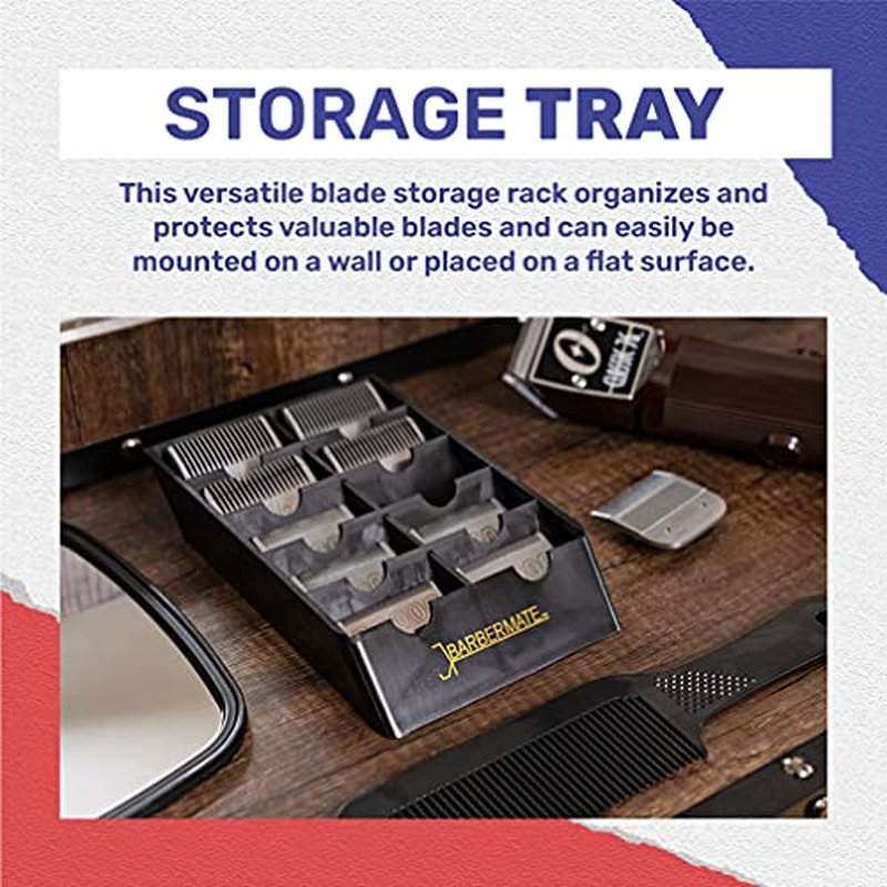 BarberMate¢ç Blade Rack Storage Tray - Holds 10 Clipper Blades (Gray)