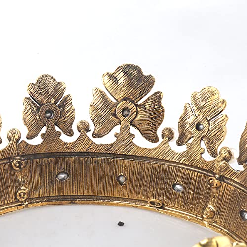Small Size 6.1-Inch Dark Gold Crown with Champagne Stones - Vintage Royal Hair Accessory for Men & Special Occasions