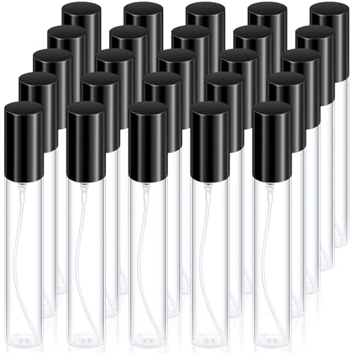 Yinder 25 Pcs 15 ml Glass Refillable Perfume Bottles Bulk Travel Empty Perfume Atomizer Sprayers Portable Spray Bottles Mini Sample Fragrance Containers, Black