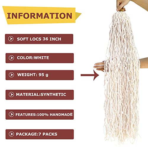 7-Pack White 36-Inch Soft Faux Locs Crochet Hair Extensions for Black Women - Pre-Looped, Long Style Variation of THIS Listing
