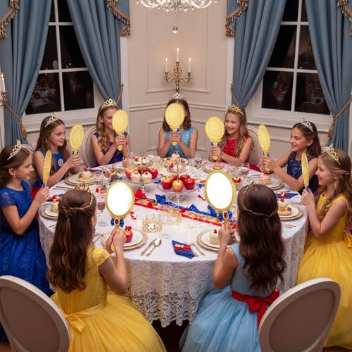 Princess Handheld Mirror Set - Gold Rose Bow, 12 Pcs Elegant Vanity Accessories
