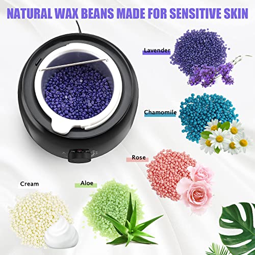 Black Waxing Kit with Warmer & Hard Wax Beans for Hair Removal - Full Body & Face