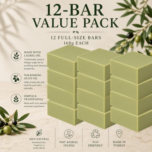 Aleppo Soap Bar - Handmade Natural Olive & Laurel Oil Body & Face Soap Gift Set