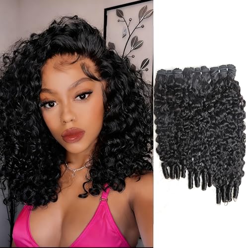 Burmese Curly Human Hair Bundles 12, 14, 16 Inch Natural Color Water Wave Extensions - 3 Bundles