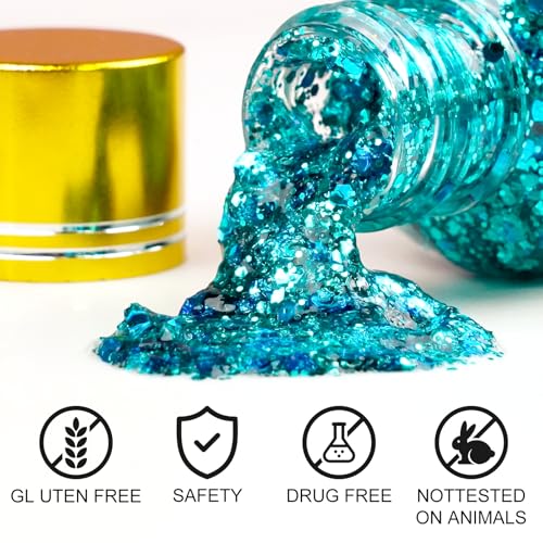 Body Glitter Gel, 6 Colors Body Face Glitter Gel Set for Skin & Hair, Shimmer Liquid Eyeshadow Festival Glitter Makeup, Sparkles Rave Accessories for Holiday, Concerts, Party, Mermaid Series Set