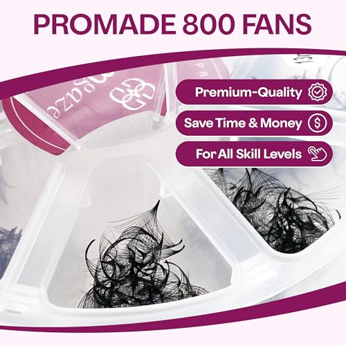 Premade Lash Fans - Mixed Length 8-15mm, 800 Count, 12D, 0.05 CC - Lightweight & Fluffy