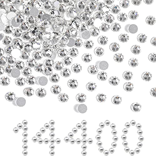 Beadsland Flat Back Crystal Rhinestones Bulk SS16 - 14400pcs White Glitter