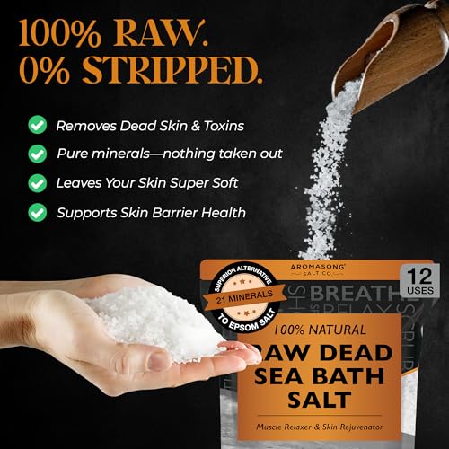 Unscented 80oz Aromasong Dead Sea Bath Salt - Pure Mineral Soak & Relaxation