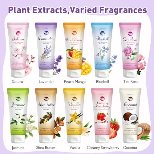 100 Pack Mini Body Lotion Gift Set for Dry Skin - Fragrance Assortment with Shea & Vitamin E - Travel Size Moisturizers - Variation: Body Lotion Set