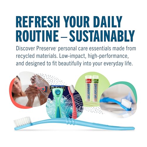 Preserve Eco Friendly Medium Adult Toothbrushes with Travel Case - Made in USA, Recycled Plastic