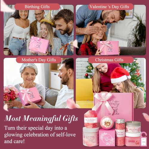 Rose Spa Gift Set for Women 7-Piece Home Self Care Kit - Birthday, Mothers Day, Easter