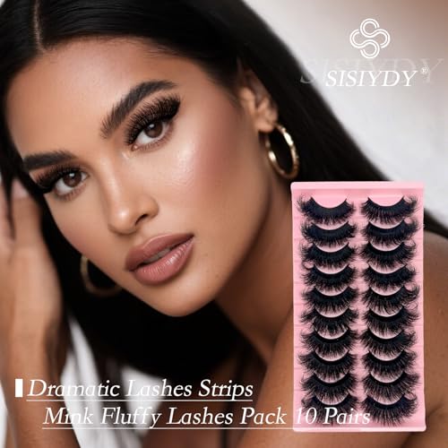 Mink Lashes Fluffy Dramatic 8D Thick 3D Volume 20mm 25mm Big Long Eye Lashes Mink Faux Strip False Eyelashes 10 Pairs Pack YH005