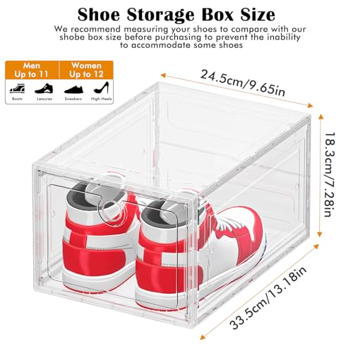 White 12-Pack Shoe Storage Boxes Clear Magnetic Stackable - Fits Most Shoes