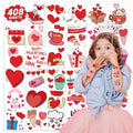 EMOME 408 Individually Wrapped Valentine Temporary Tattoo Stickers for Kids, Cute Heart Temporary Tattoos for Valentine Accessories, Kids Tattoos for Party Supplies Favors Fillers