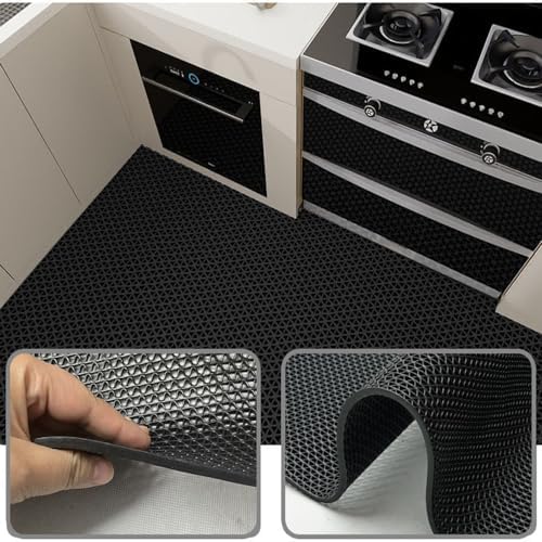 PVC Drainage Floor Mat Non-Slip Outdoor Indoor Wet Area Splash Mat 3FTx16.4FT - Black