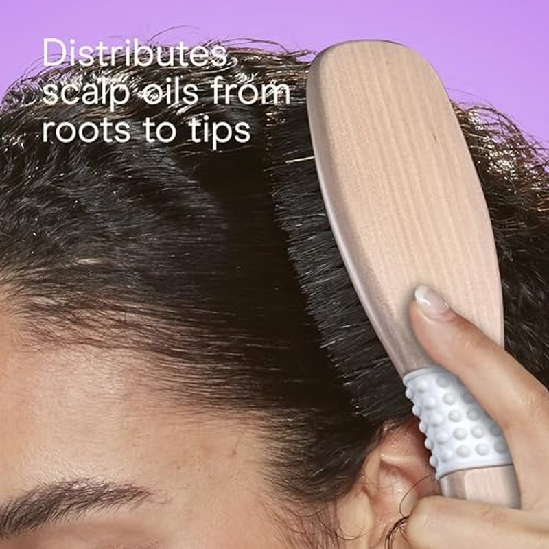CONAIR Shines & Smoothes Boar Bristle Hair Brush, hairbrush for women, reduce frizz and add shine, natural wood handle, for all hair types