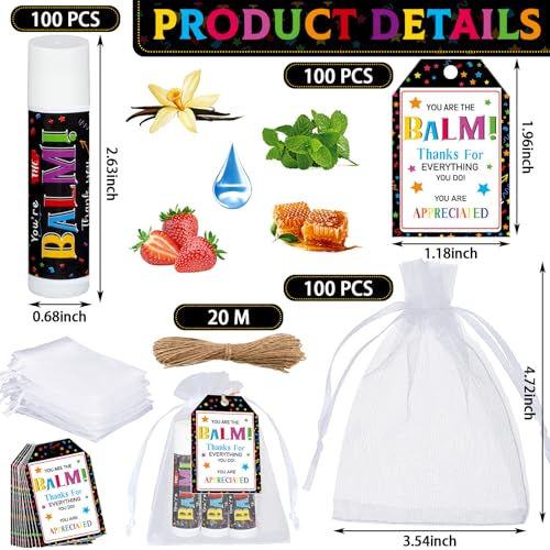 Siifert 50 Pack Employee Appreciation Lip Balm Gifts Bulk - Thank You Gifts for Teachers, Nurses, Colleagues