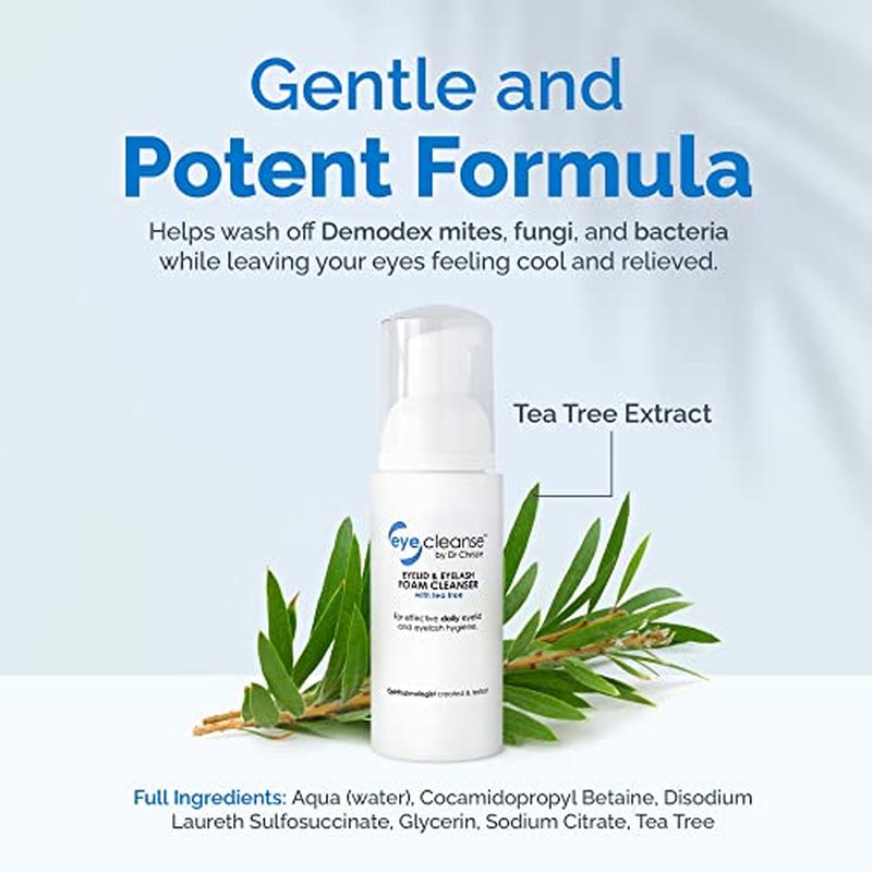 All-in-One Eyelid and Eyelash Cleanser for Extensions, Lash Extension Kit Essential, Enriched with Tea Tree Oil, Helps Ease Tired Eyes, 50 ml - EyeCleanse