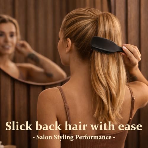 Boar Bristle Hair Brush for Shine, Volume & Frizz Control - Natural Hair Care