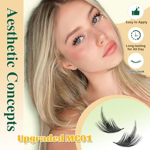KEYYOU LASH California Sunset Manga Lash Clusters Kit 8-18mm Eyelash Clusters Kit DIY Lash Extension Natural Fairy Cluster Lashes with Lash Bond Seal Remover Applicator Soft Thin Band (Upgraded MG01)