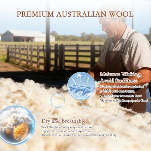 King Size Wool Pillow Set of 2 - White Australian Wool & Down Alternative Support Cushions