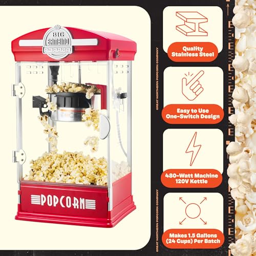 Red Popcorn Machine 4oz Home Theater Snack Maker - Big Bambino