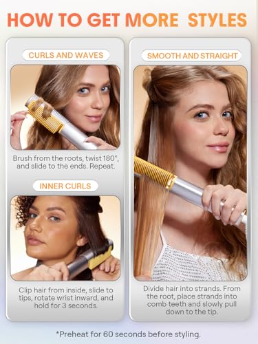 SHEGLAM 3D Ionic Hair Straightener Brush with Gold Comb, Frizz Control & Anti-Scald