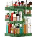 Famitree Green 360° Rotating Makeup Organizer with Adjustable Layers - Large Capacity Acrylic Storage Rack for Vanity and Bathroom