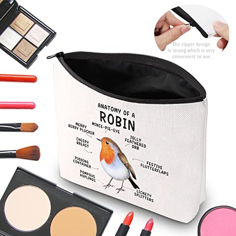 CMNIM Robin Bird Gifts Anatomy of a Robin Makeup Bag Garden Bird Lover Gift Red Robin Cosmetic Bag Birds Travel Toiletry Bags (Anatomy of a Robin MB)