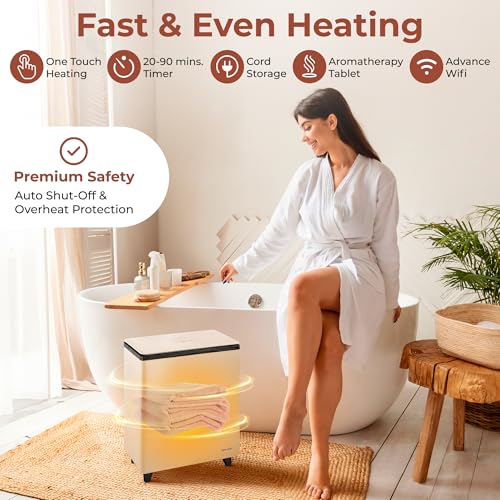 SereneLife WIFI Luxury Rectangle Towel Warmer Black - Spa & Bathroom Heater