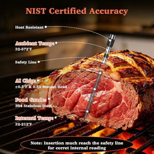Wireless Bluetooth Meat Thermometer for BBQ Grill & Smoker - Digital Dual Sensors
