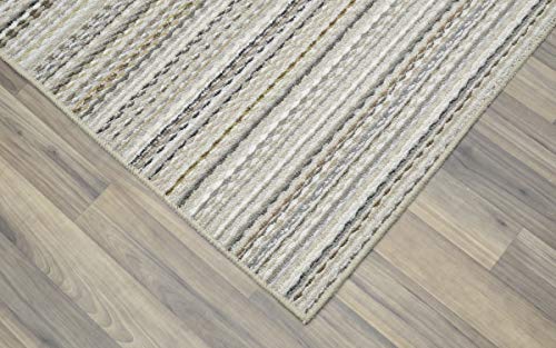 Carnival Stripe Non-Slip Recycled Area Rug 7x12 Feet - Earth Tones, Modern