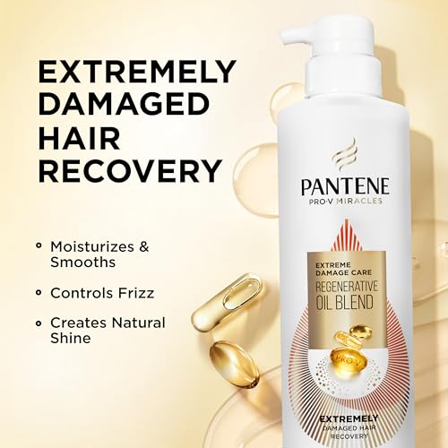 Pantene Pro-V Miracles Sulfate Free Shampoo, Extreme Damage Care Regenerative Oil Blend, Soften and Strengthen Stressed, Dry, Damaged Hair, Argan & Jojoba Oils, Paraben-Free, 13.5 Fl Oz