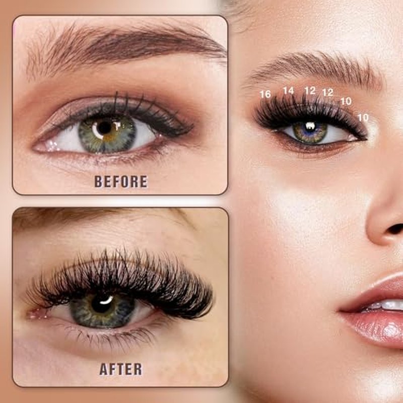 Lash Clusters Kit, DIY Cluster Eyelash Extensions 10?20mm, 80D+100D, 216pcs Fluffy D Curl Natural Lashes with Bond & Seal,Remover,Tweezers ? Fake Cat Eye Individual Clusters