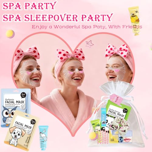 72PCS Spa Party Supplies for Women, Spa Party Favors Include Face Masks,Hand Cream,spa Headband, Foot Bath Bombs,Spa Birthday and Sleepover Party Supplies for Women