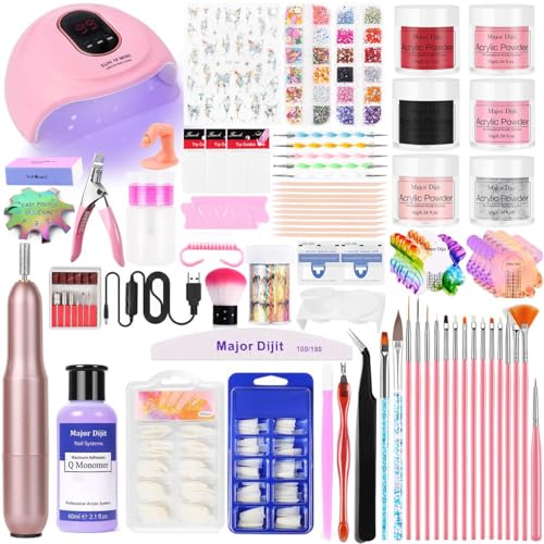 Pink Acrylic Nail Kit with Liquid Monomer, UV Lamp & Tools for Beginners