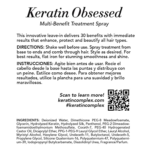 Keratin Obsessed Multi-Benefit Hair Treatment Spray 5 Fl Oz - Color Safe, Frizz Control & Shine