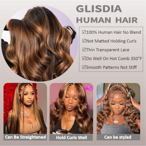 Brazilian Human Hair Closure 2x6 Lace Frontal Highlight Body Wave P4/27 - 12 Inch with Variation P4/27 Ombre Brown and Honey Blonde