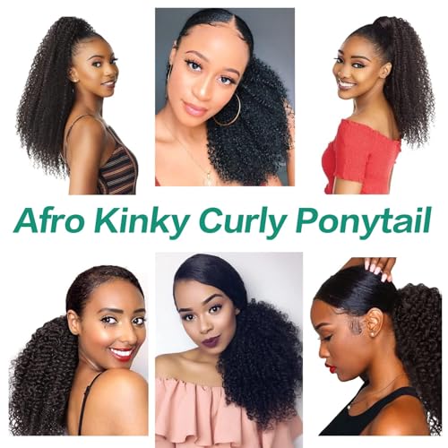 Afro Kinky Curly Ponytail Extension 22 Inch Natural Black - Variation 1B-Afro KC