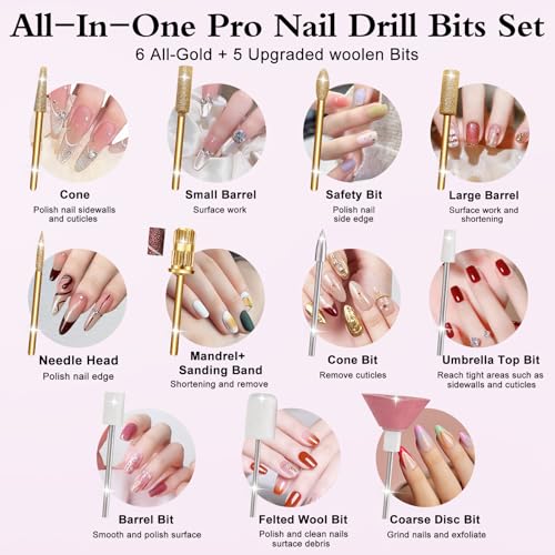 Professional Nail Drill Machine 45000RPM Electric Nail File Kit for Acrylic Gel Nails - White